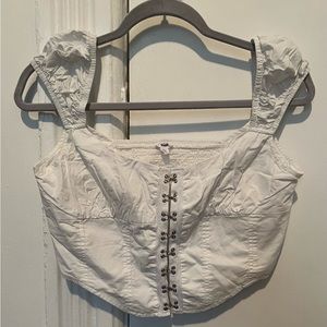 White crop top with straps